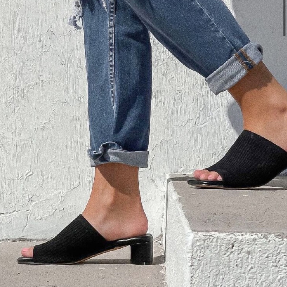 Black Square Toe Mules